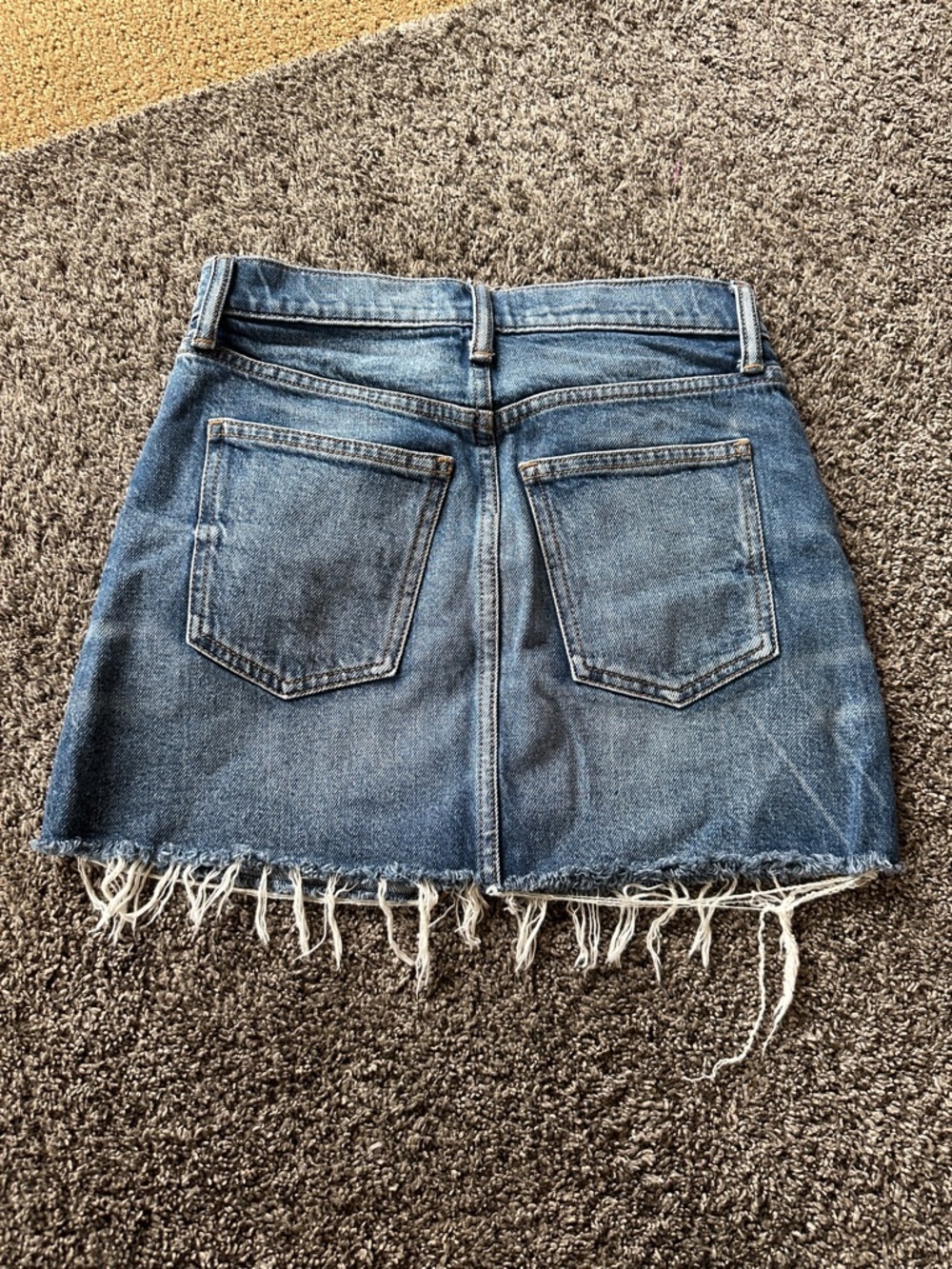 Lucky Brand Denim Frayed Hem Mini Skirt Size 24 Denim Blue Los Angeles Summer - Picture 7 of 7
